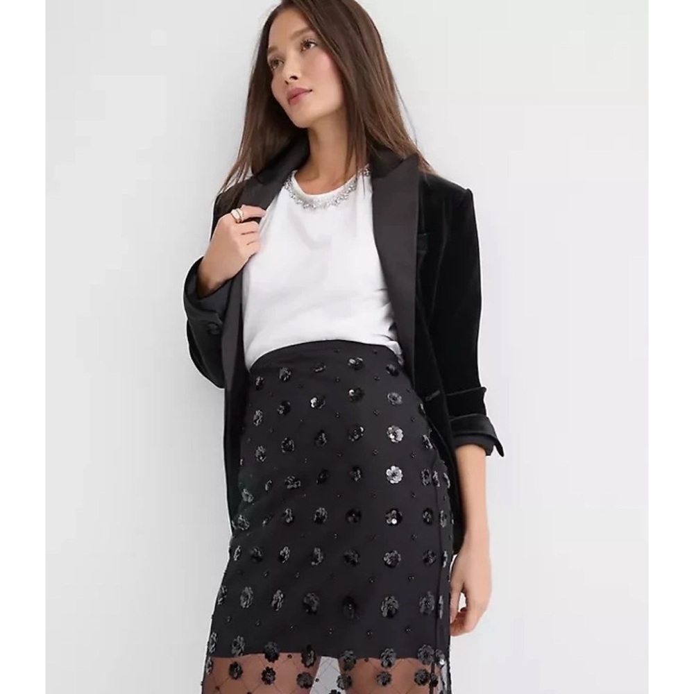 Floral Sequin Overlay Midi Skirt